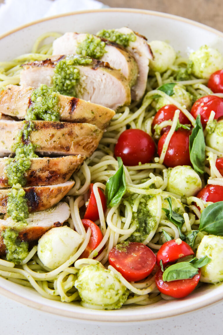 Grilled Pesto Chicken with Fresh Tomato Pasta A Pretty Life In The