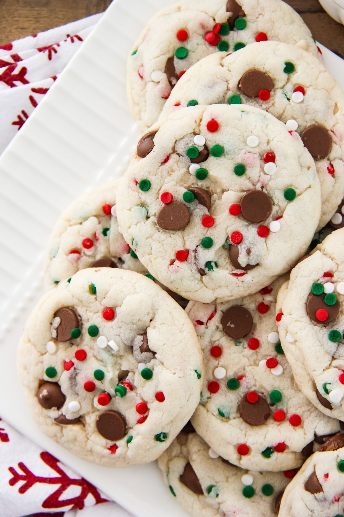 a plate of Santa's Cookies: White Cake Mix Cookies