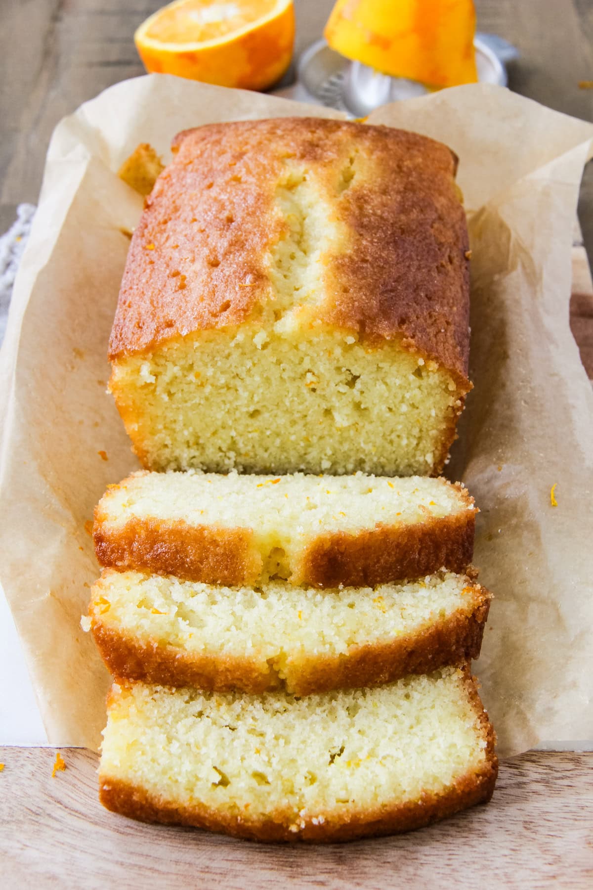 an orange loaf cut into slices