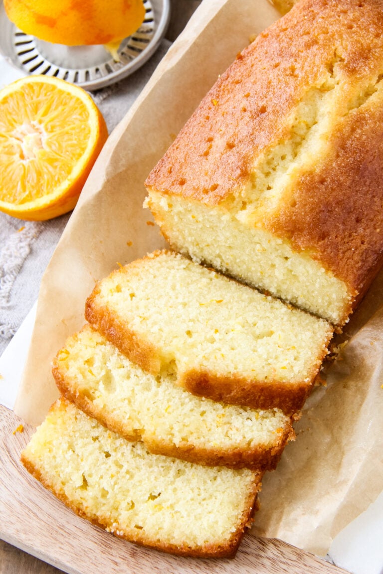 an orange loaf cut into slices