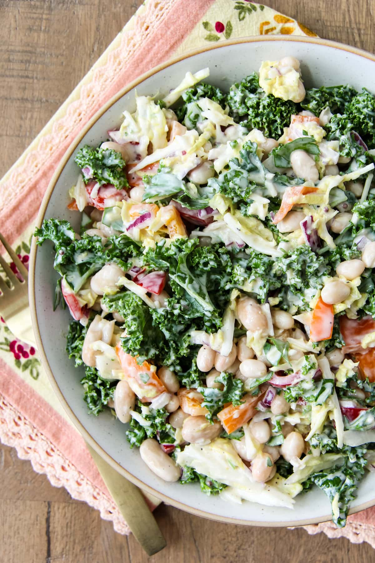 a bowl of Kale and White Bean Salad