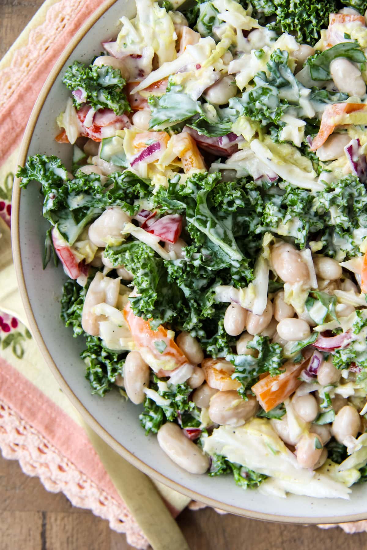 a bowl of Kale and White Bean Salad