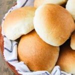 a bowl of homemade hamburger buns