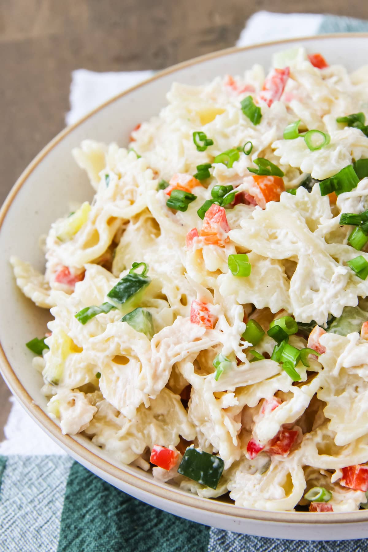 bowl of tuna pasta salad