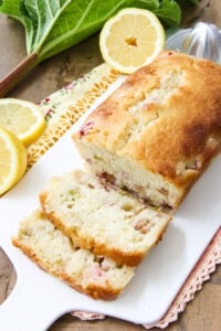 Rhubarb Lemon Bread cut into slices