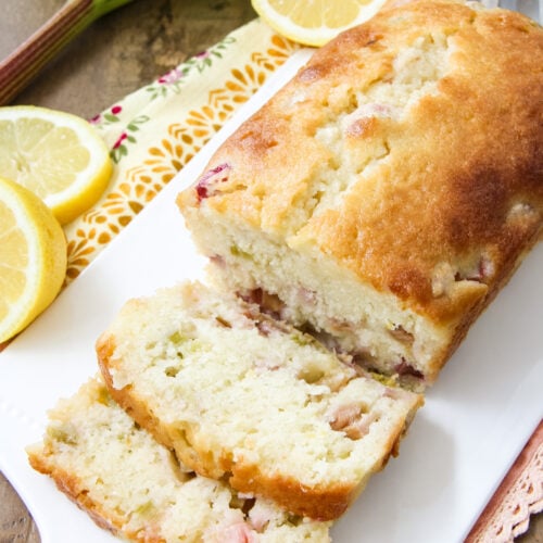 Rhubarb Lemon Bread cut into slices
