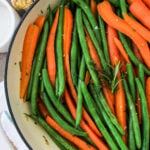 pan with sautéed Carrots and Green Beans