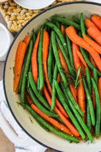 pan with sautéed Carrots and Green Beans