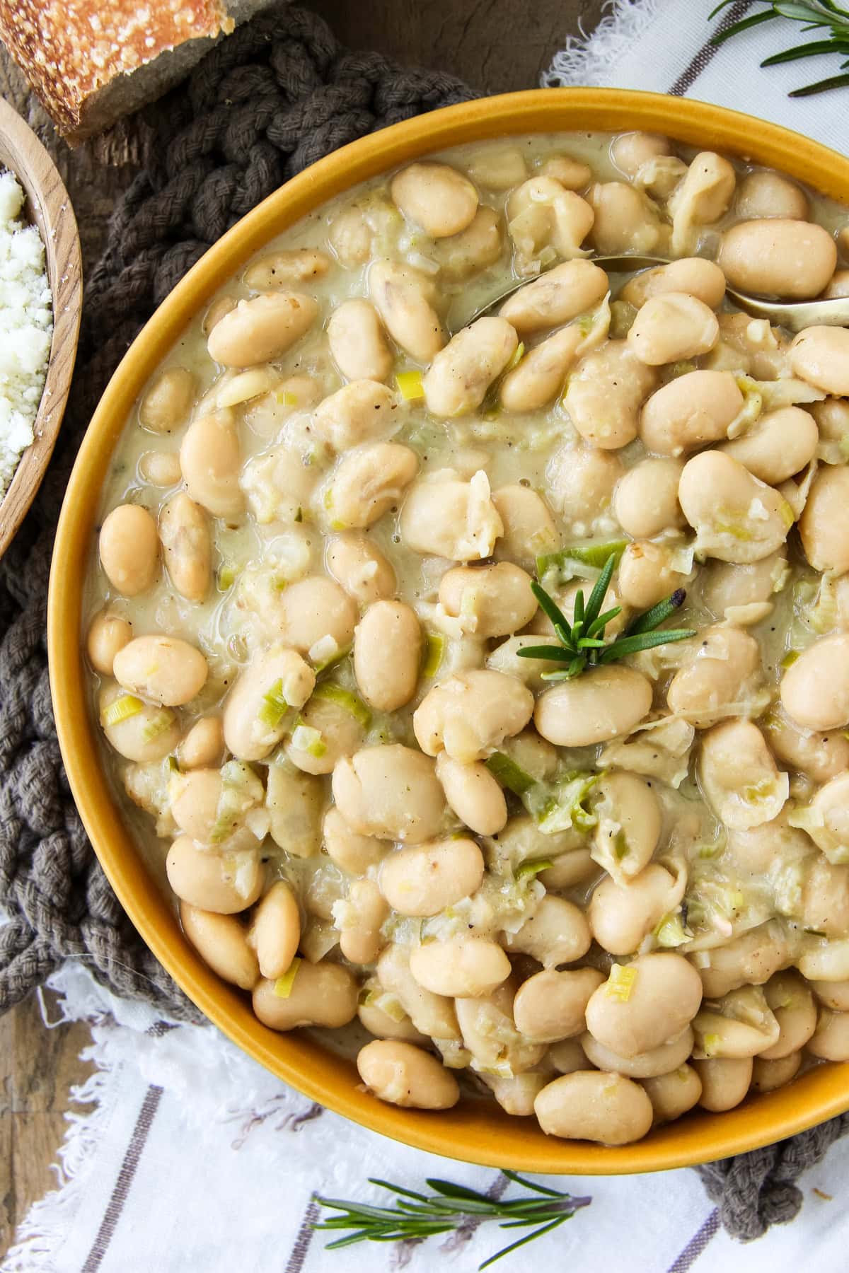 a bowl of Rosemary Garlic Butter Beans
