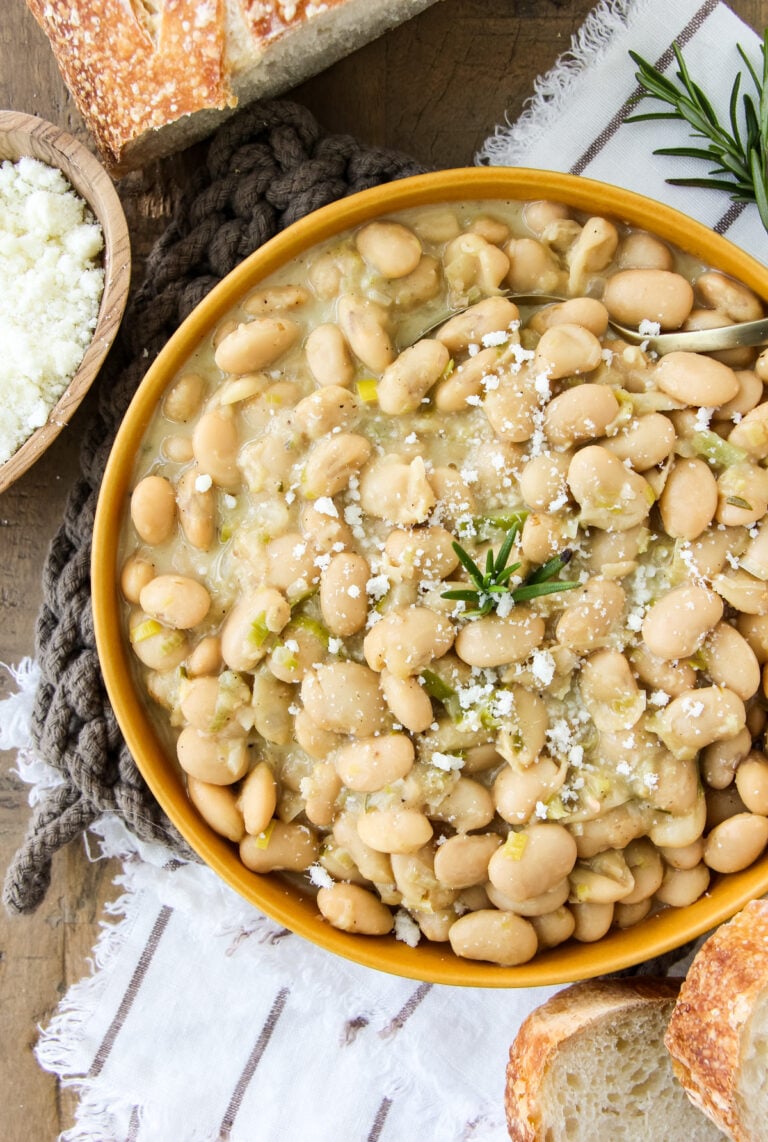 a bowl of Rosemary Garlic Butter Beans